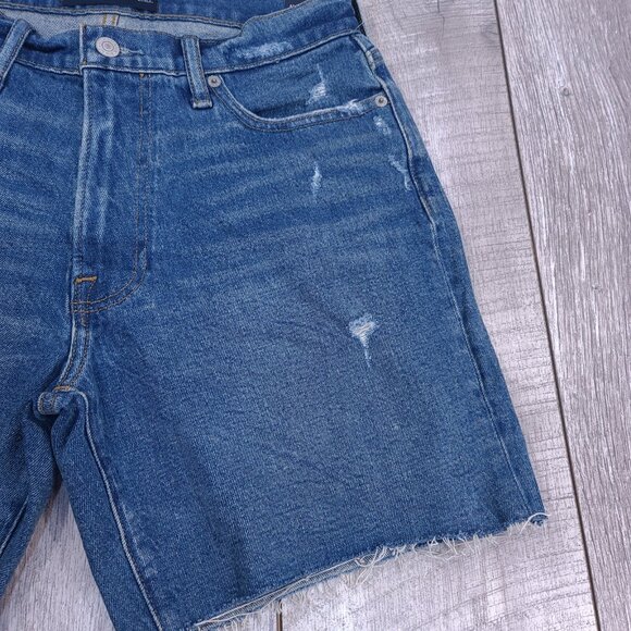 Abercrombie & Fitch Shorts Mens 30 Blue Relaxed Fit Distressed Denim Jorts - Picture 3 of 8